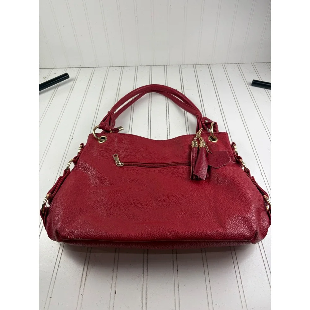 Vintage Y2K Red Pebbled Vegan Leather Hobo Slouchy Shoulder Bag Purse